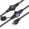 110V Male to 6 Socket 110v Female Power Cord  6 OUTLET 32 FT 14/3 EXTENSION CORD BLACK