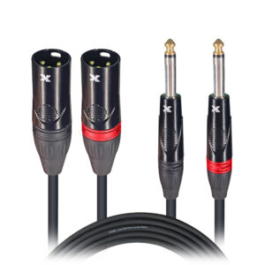 10 Ft. Unbalanced Dual 1/4" TS-M to Dual XLR-M High Performance Audio Cable