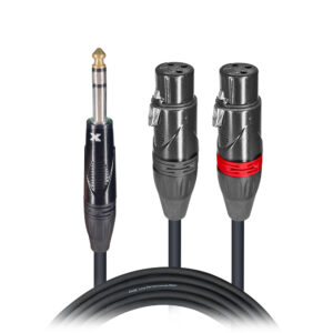 10 Ft. High Performance Y Cable 1/4" TRS-M Stereo to Dual XLR-F