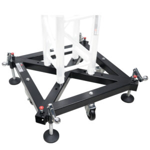 Universal Vertical Tower Truss Ground Support Base on Wheels with Leveling Jacks for F34, F44 and 12" Bolt truss
