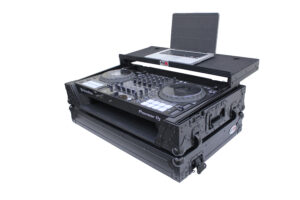 ATA Flight Case for Pioneer DDJ-1000 FLX6 SX3 DJ Controller with Laptop Shelf 1U Rack Space and Wheels - Black