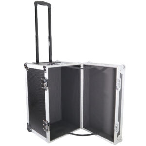 Rolling Utility 100 LP Vinyl Records Case W/ Retractable Handle and Low-Profile Recessed Wheels 17" x 24.5" x 15" Exterior