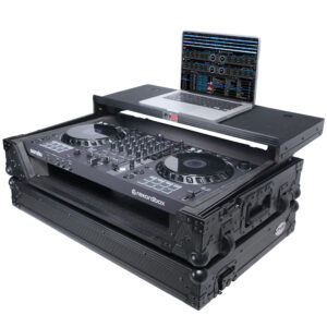 ATA Flight Case for Pioneer DDJ-FLX6 DJ Controller with Laptop Shelf 1U Rack Space and Wheels - Black