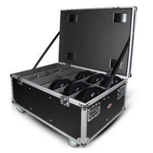 Par Can Utility Case W-Wheels Will Hold 6  Large or 12 Slim LED Par Lights