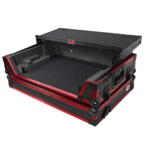 Flight Case for Rane One 1U Rackspace, Sliding Laptop Shelf & Wheels & LED KIT - Limited Edition Red