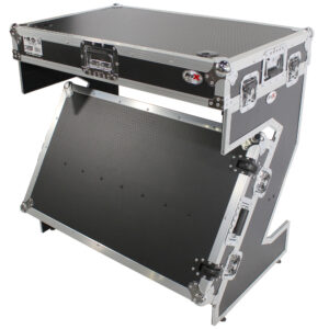 DJ Z-Table® Junior Workstation Portable Compact Booth Flight Case Table W Handles and Wheels