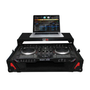 Digital Controller Flight Case W/Sliding Laptop Shelf for Numark NS6II (Black on Red)
