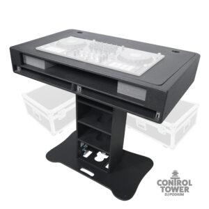 Control Tower DJ Podium with Road Cases for Pioneer DDJ-REV7 XDJ-XZ DDJ-1000 RANE One - Black Finish