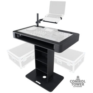 Control Tower DJ Podium with Road Cases for Pioneer DDJ-REV7 XDJ-XZ DDJ-1000 RANE One - Black Finish