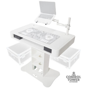 Control Tower DJ Podium with Road Cases for Pioneer DDJ-REV7 XDJ-XZ DDJ-1000 RANE One - White Finish